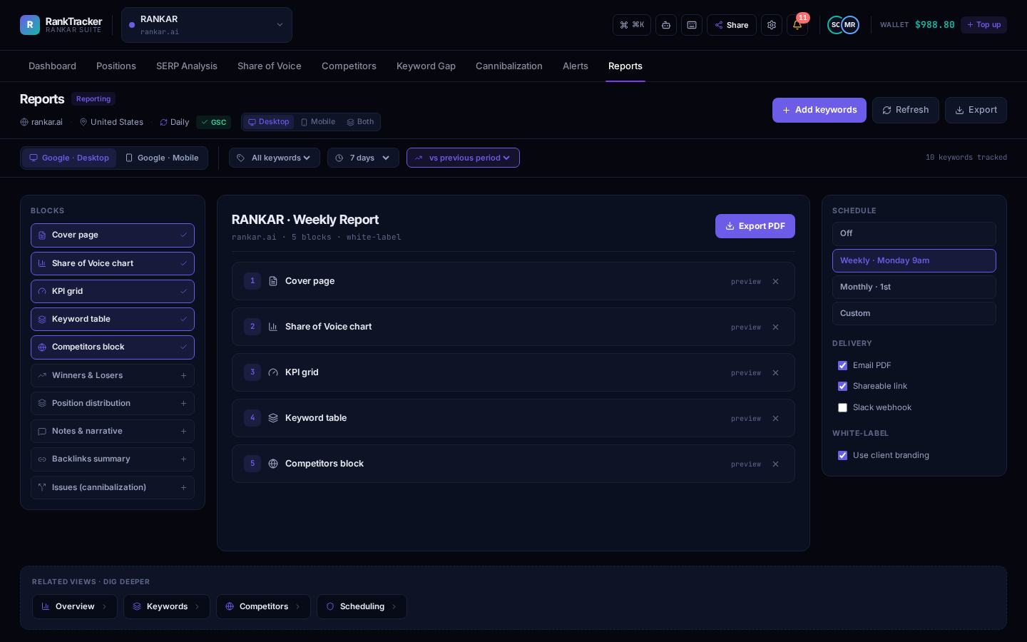 RankTracker walkthrough — Open the project you're tracking.